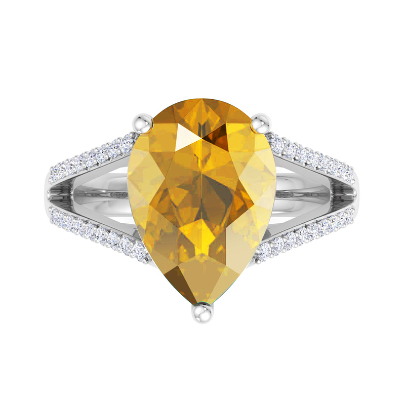 Martha Stewart 5 1/2ctw. Pear Shape Citrine & Lab Grown Diamond Ring In Sterling Silver image number null